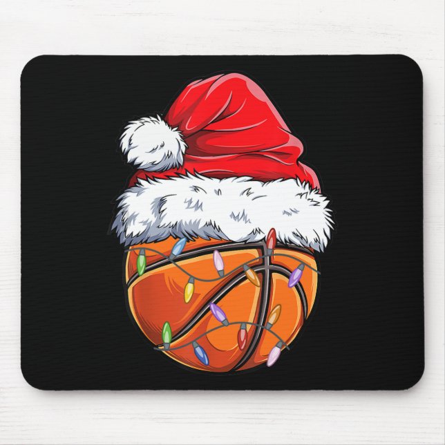Basketball Christmas Santa Hat - Fun Basketball Xm Mouse Pad (Front)