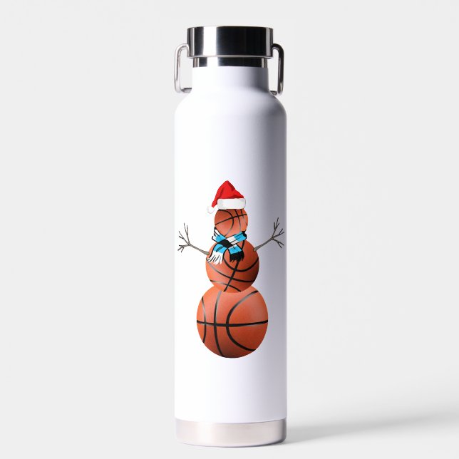 Basketball Christmas Snowman Water Bottle (Front)