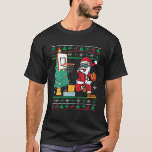 Basketball Christmas Sweater Dunking Santa Ugly Sw