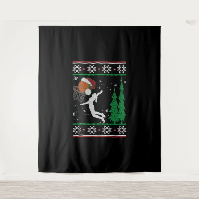 Basketball Christmas Tapestry (Front)