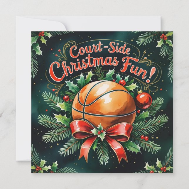 Basketball Christmas Themed  Holiday Card (Front)