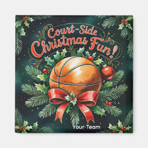 Basketball Christmas themed with name of your team Magnet