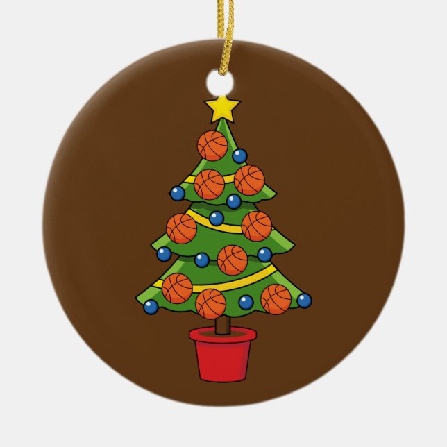 Basketball Christmas Tree Ceramic Tree Decoration (Front)