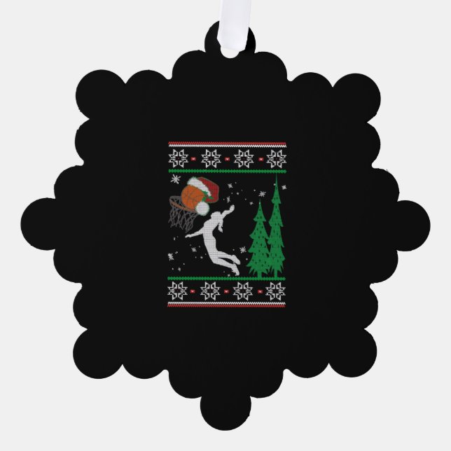 Basketball Christmas Tree Decoration Card (Front)