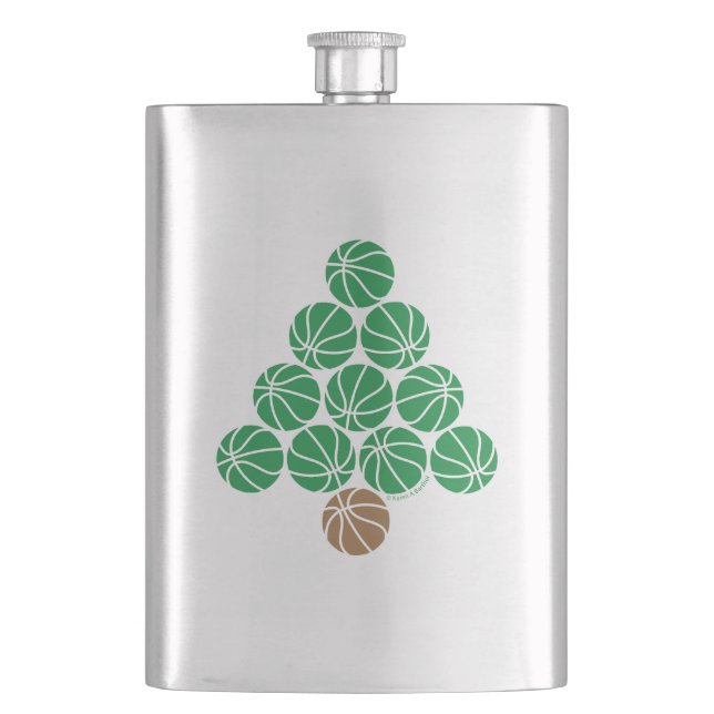 Basketball Christmas Tree  Hip Flask (Front)