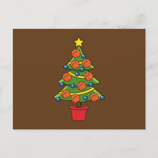 Basketball Christmas Tree Holiday Postcard (Front)