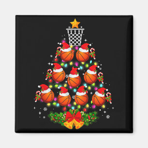 Basketball Christmas Tree Lights Red Santa Hat Xma Magnet