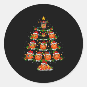 Basketball Christmas Tree Lights Srts Player Xmas Classic Round Sticker