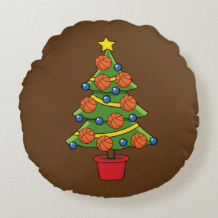 Basketball Christmas Tree Round Cushion