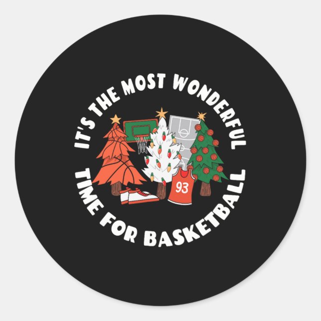 Basketball Christmas Trees Graphic - Basketball Pl Classic Round Sticker (Front)