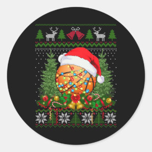Basketball Christmas Ugly  Family Gifts Sport Love Classic Round Sticker