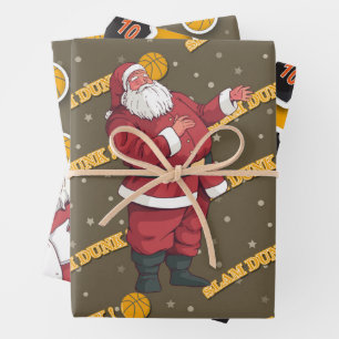 Basketball Christmas with Santa Claus and ball  Wrapping Paper Sheet