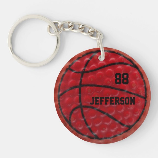 Basketball Close-up custom Name and number Key Ring (Front)