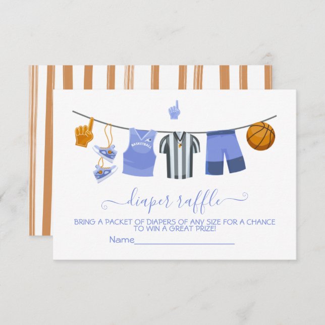 Basketball clothesline Diaper Raffle card (Front/Back)