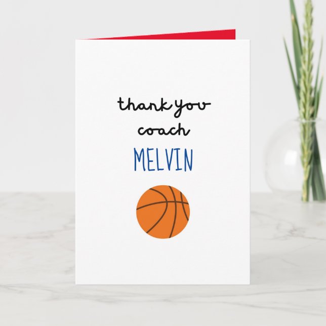 Basketball Coach Appreciation Card, Thank You Card (Front)