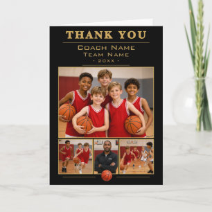 Basketball Coach Collage Team 4 Photo Thank You Card