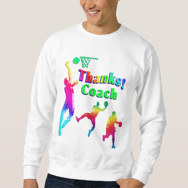 Basketball Coach Colourful Thank You Sweatshirt (Front)
