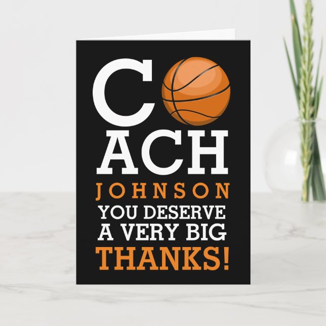 Basketball Coach Custom Bold Thank You (Front)