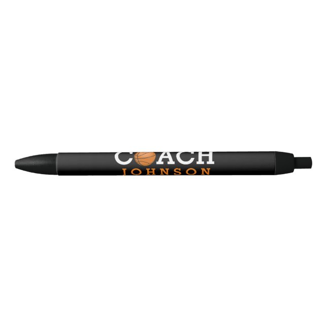 Basketball Coach Custom Name Black Ink Pen (Front)