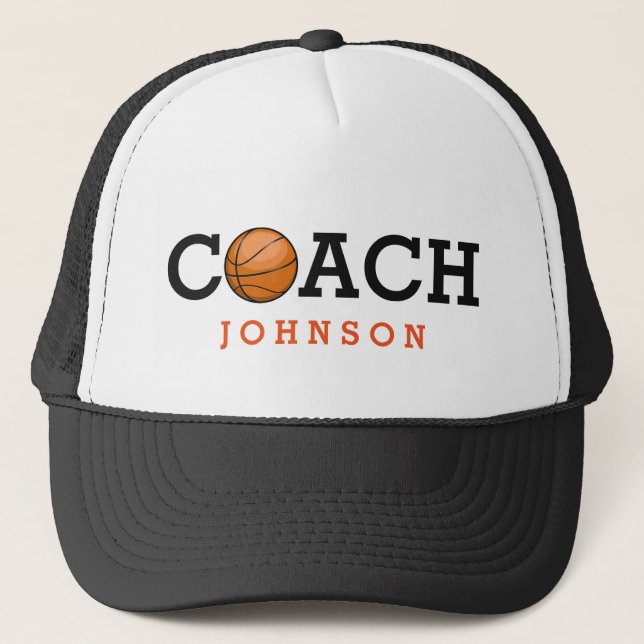 Basketball Coach Custom Name Trucker Hat (Front)