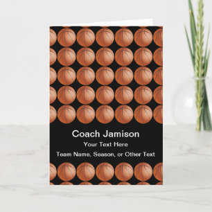 Basketball Coach from Team, Black, Blank Inside Thank You Card