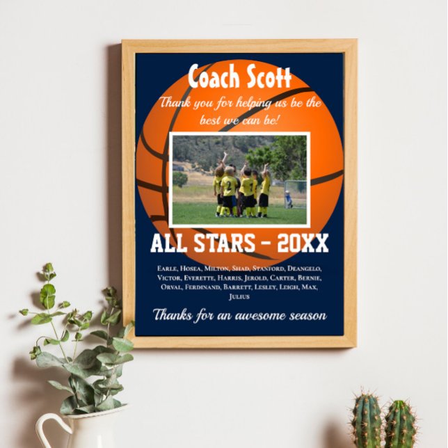 Basketball coach gift with team photo poster (Creator Uploaded)