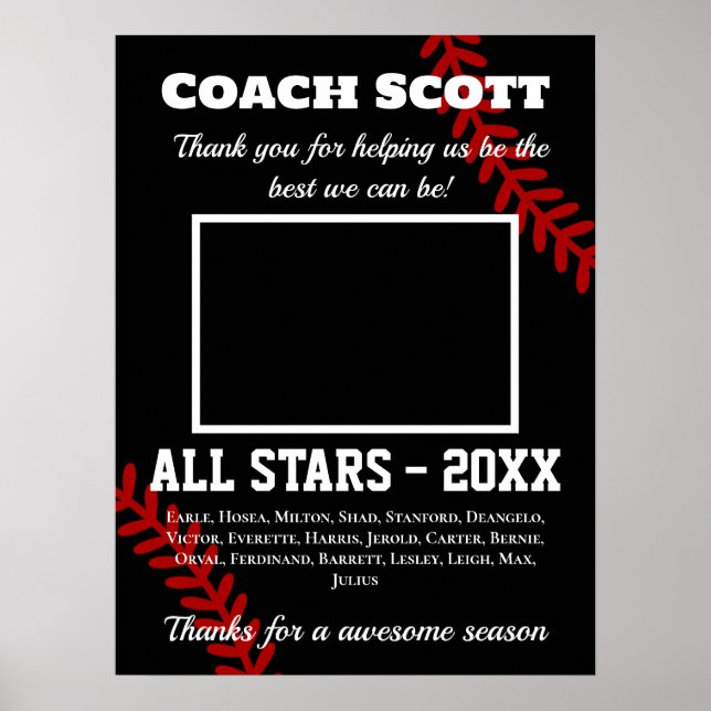 Basketball coach gift with team photo poster (Front)