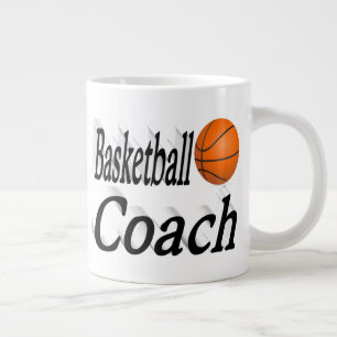 Basketball Coach half text Large Coffee Mug