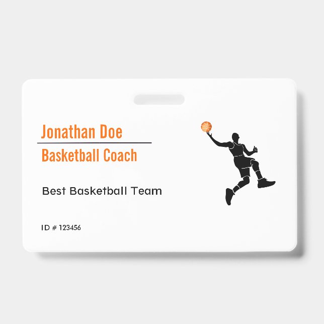 Basketball Coach ID Badge (Front)