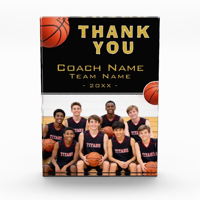 Basketball Coach Team Name Photo Block (Front)