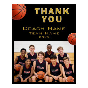 Basketball Coach Team Name Photo Poster