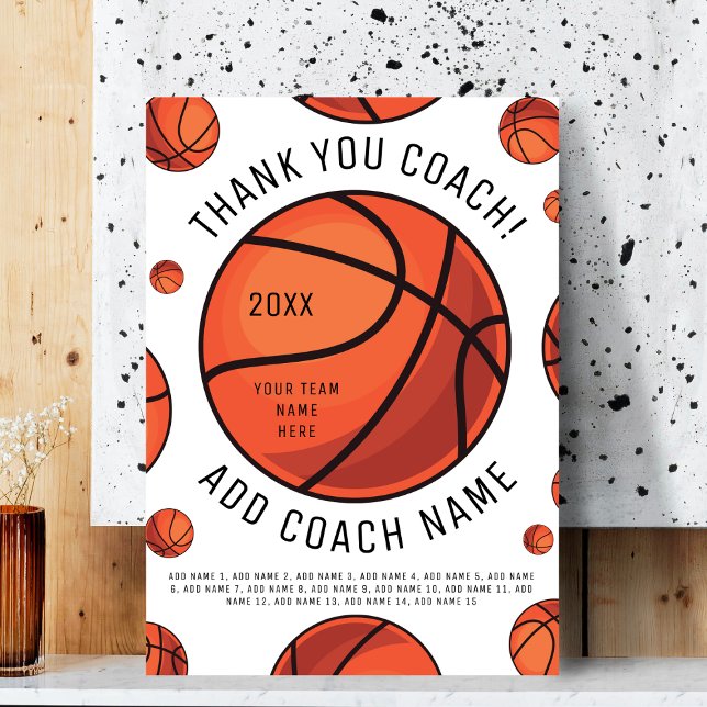 Basketball Coach Thank You Digital or Printed Card (Creator Uploaded)