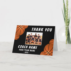 Basketball Coach Thank You Personalised Team Photo Card