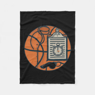 Basketball Coach Whistle Clipboard Stopwatch Fleece Blanket