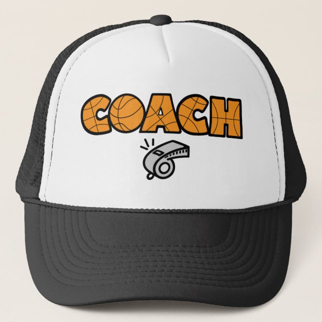 Basketball Coach whistle, orange Trucker Hat (Front)