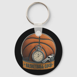 Basketball Coach Whistle Stopwatch Key Ring