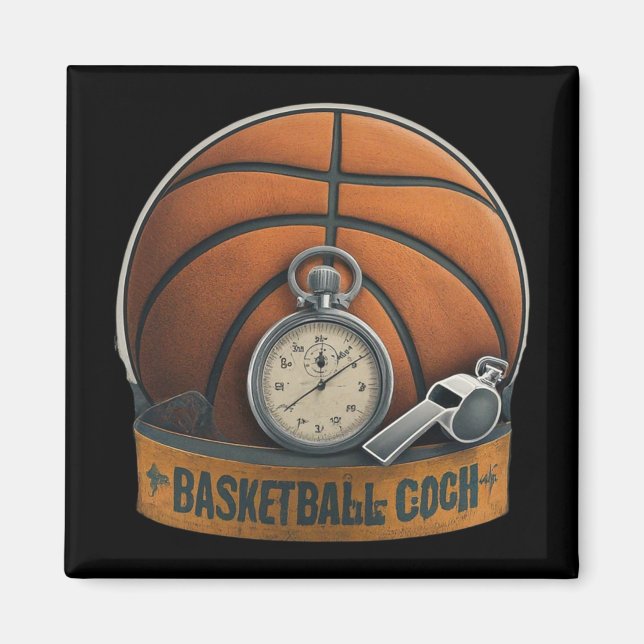 Basketball Coach Whistle Stopwatch  Magnet (Front)
