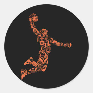 Basketball Collage  Classic Round Sticker