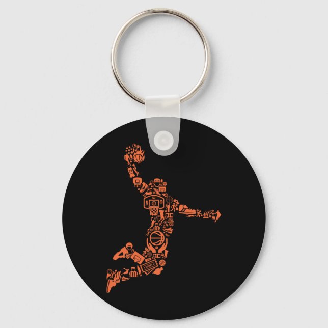 Basketball Collage  Key Ring (Front)