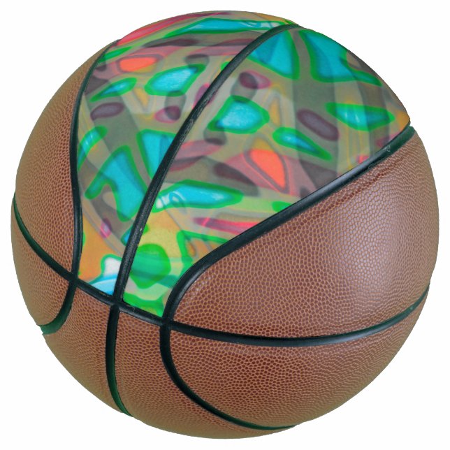 Basketball Colourful Stained Glass (Angled)