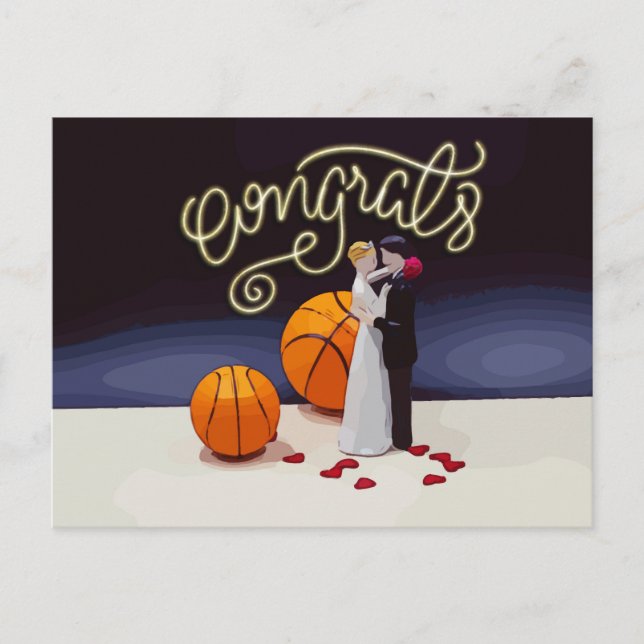 Basketball Congratulations Wedding  Postcard (Front)