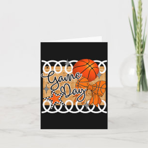 Basketball Coquette Bow Game Day Women Girl Card