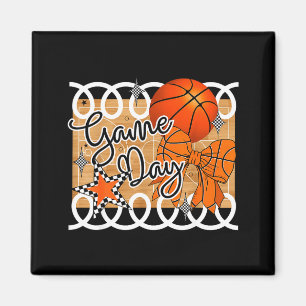 Basketball Coquette Bow Game Day Women Girl  Magnet