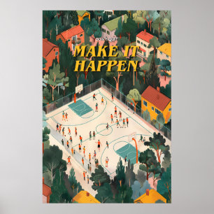 Basketball Court Art Print Make It Happen Sports