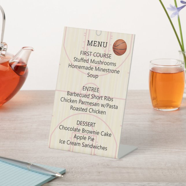 Basketball Court Ball Design Pedestal Table Sign (In SItu)