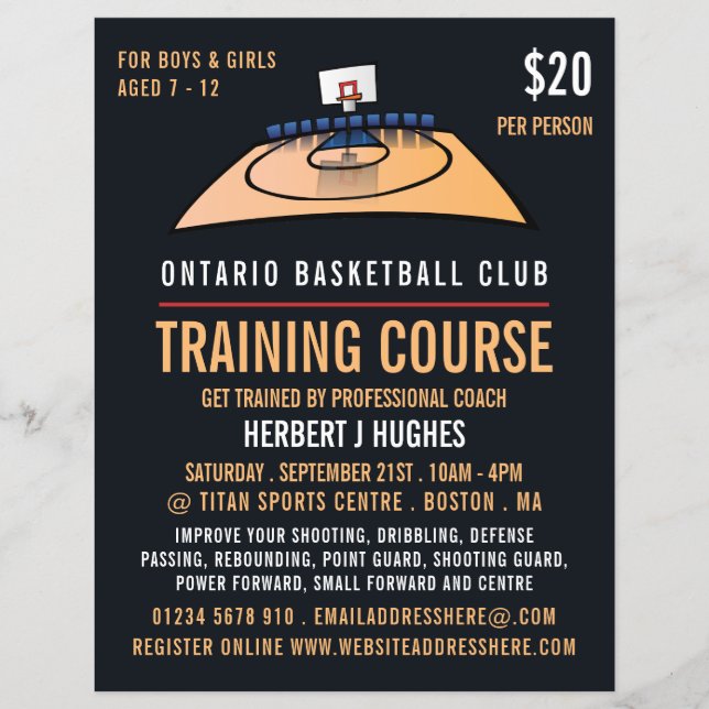 Basketball Court, Basketball Training Course Flyer (Front)