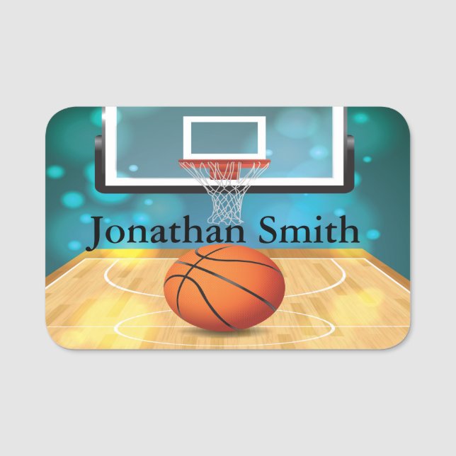 Basketball Court Design Name Tag (Front)