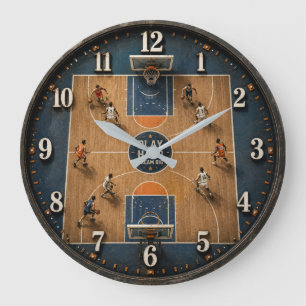Basketball Court  Player Coach & Athlete Gift Large Clock