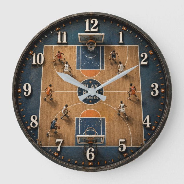 Basketball Court  Player Coach & Athlete Gift Large Clock (Front)