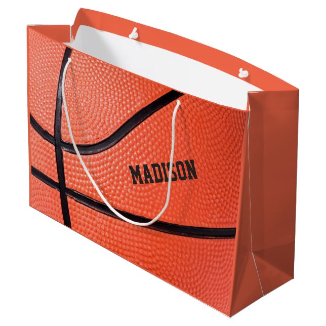 Basketball custom name large gift bag (Back Angled)